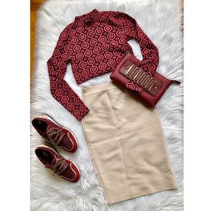 Beige Bandage Bodycom Slimming Pencil Skirt